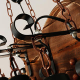 Vintage Guitar Pendant Light Rustic Wood and Glass Ceiling Hanging Lamp