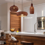 Vintage Handwoven Rattan Pendant Light Rustic Bohemian Woven Ceiling Hanging Lamp