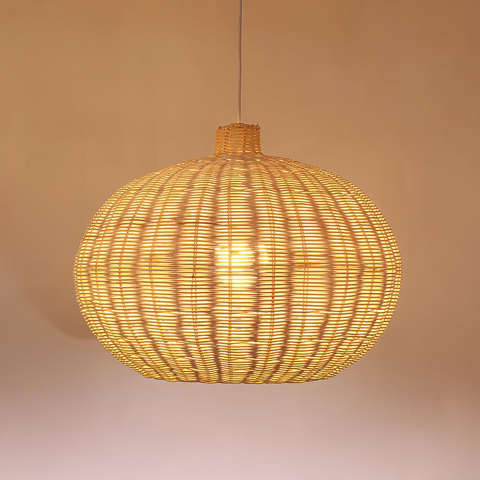 Vintage Handwoven Rattan Pendant Light Rustic Bohemian Woven Ceiling Hanging Lamp