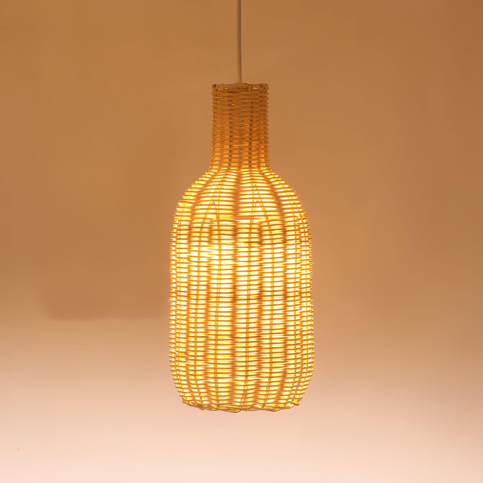 Vintage Handwoven Rattan Pendant Light Rustic Bohemian Woven Ceiling Hanging Lamp