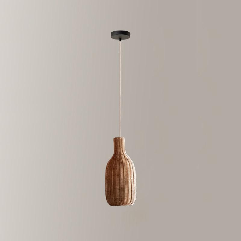 Vintage Handwoven Rattan Pendant Light Rustic Bohemian Woven Ceiling Hanging Lamp