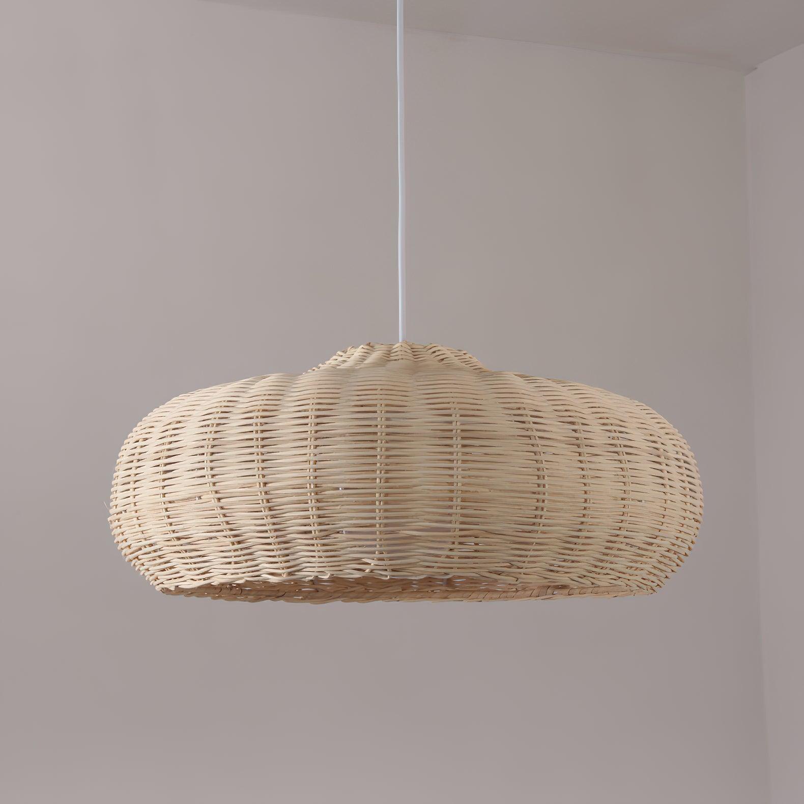 Vintage Handwoven Rattan Pendant Light Rustic Bohemian Woven Ceiling Hanging Lamp