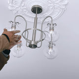 Vintage Hansford Gasolier Chandelier with Chrome Finish and Clear Seedy Glass