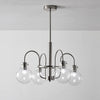Vintage Hansford Gasolier Chandelier with Chrome Finish and Clear Seedy Glass