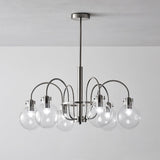 Vintage Hansford Gasolier Chandelier with Chrome Finish and Clear Seedy Glass