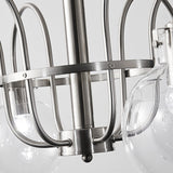 Vintage Hansford Gasolier Chandelier with Chrome Finish and Clear Seedy Glass