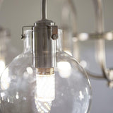 Vintage Hansford Gasolier Chandelier with Chrome Finish and Clear Seedy Glass