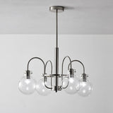Vintage Hansford Gasolier Chandelier with Chrome Finish and Clear Seedy Glass