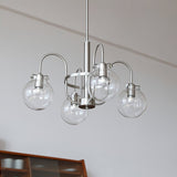 Vintage Hansford Gasolier Chandelier with Chrome Finish and Clear Seedy Glass