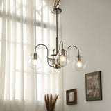 Vintage Hansford Gasolier Chandelier with Chrome Finish and Clear Seedy Glass