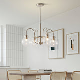 Vintage Hansford Gasolier Chandelier with Chrome Finish and Clear Seedy Glass