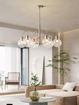 Vintage Hansford Gasolier Chandelier with Chrome Finish and Clear Seedy Glass