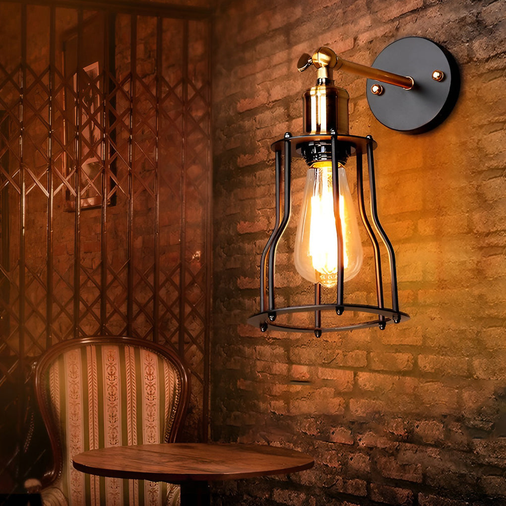 Vintage Industrial Adjustable Iron Wall Sconce Retro Plug In E27 Metal Wall Light Fixture