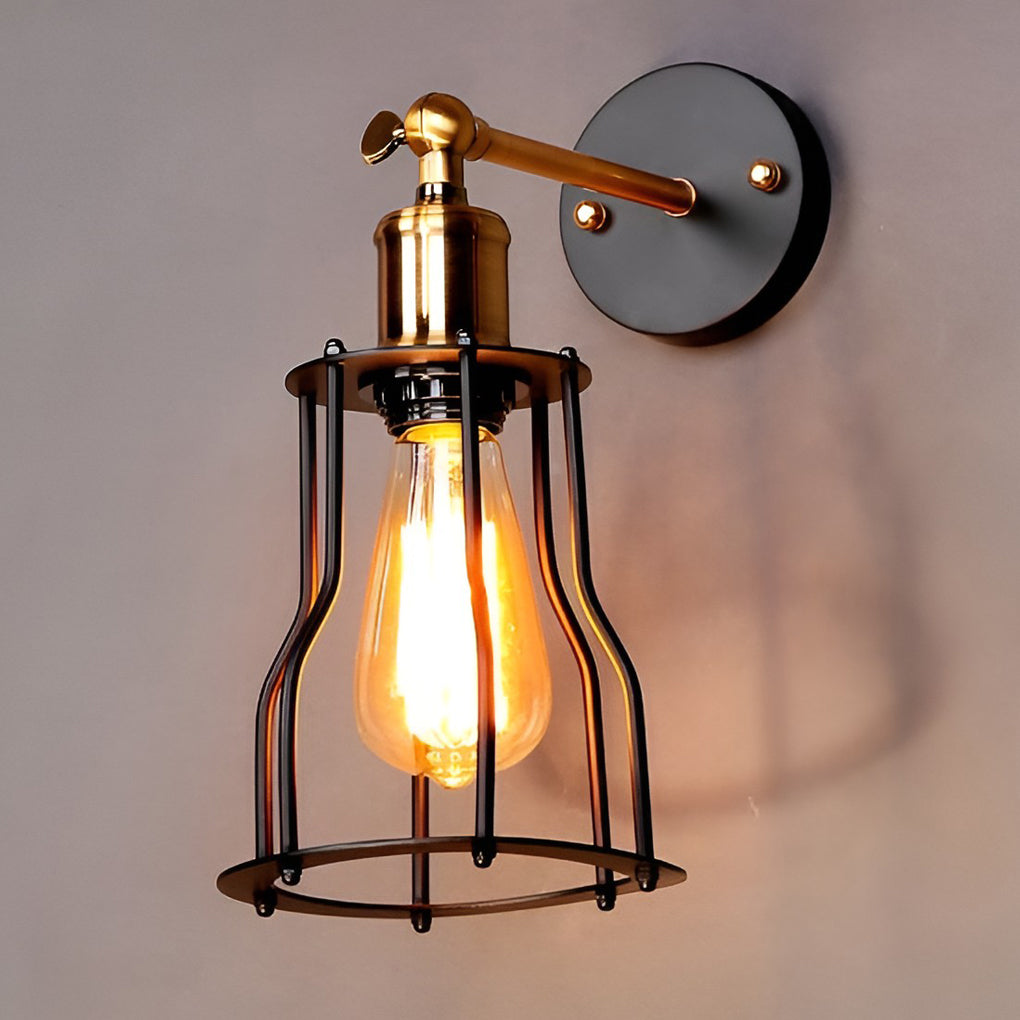 Vintage Industrial Adjustable Iron Wall Sconce Retro Plug In E27 Metal Wall Light Fixture