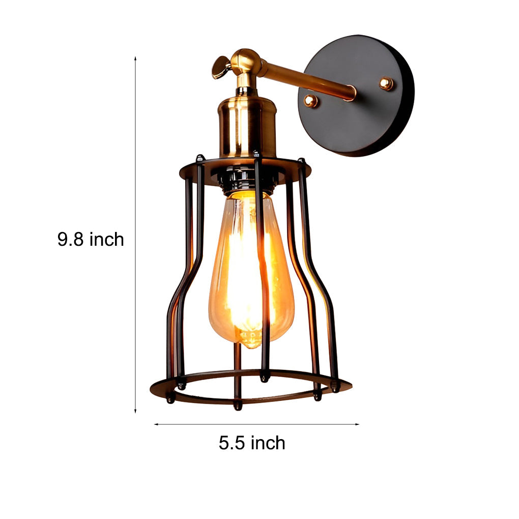 Vintage Industrial Adjustable Iron Wall Sconce Retro Plug In E27 Metal Wall Light Fixture
