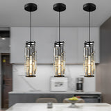Vintage Industrial Crystal Glass Pendant Light Creative Iron Chandelier for Dining Room and Bar