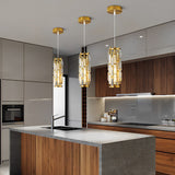 Vintage Industrial Crystal Glass Pendant Light Creative Iron Chandelier for Dining Room and Bar