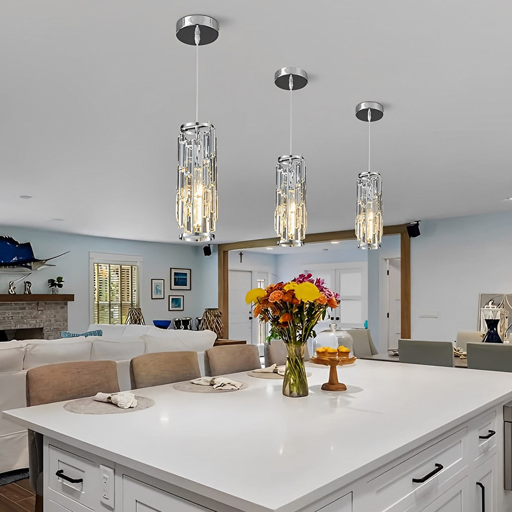 Vintage Industrial Crystal Glass Pendant Light Creative Iron Chandelier for Dining Room and Bar