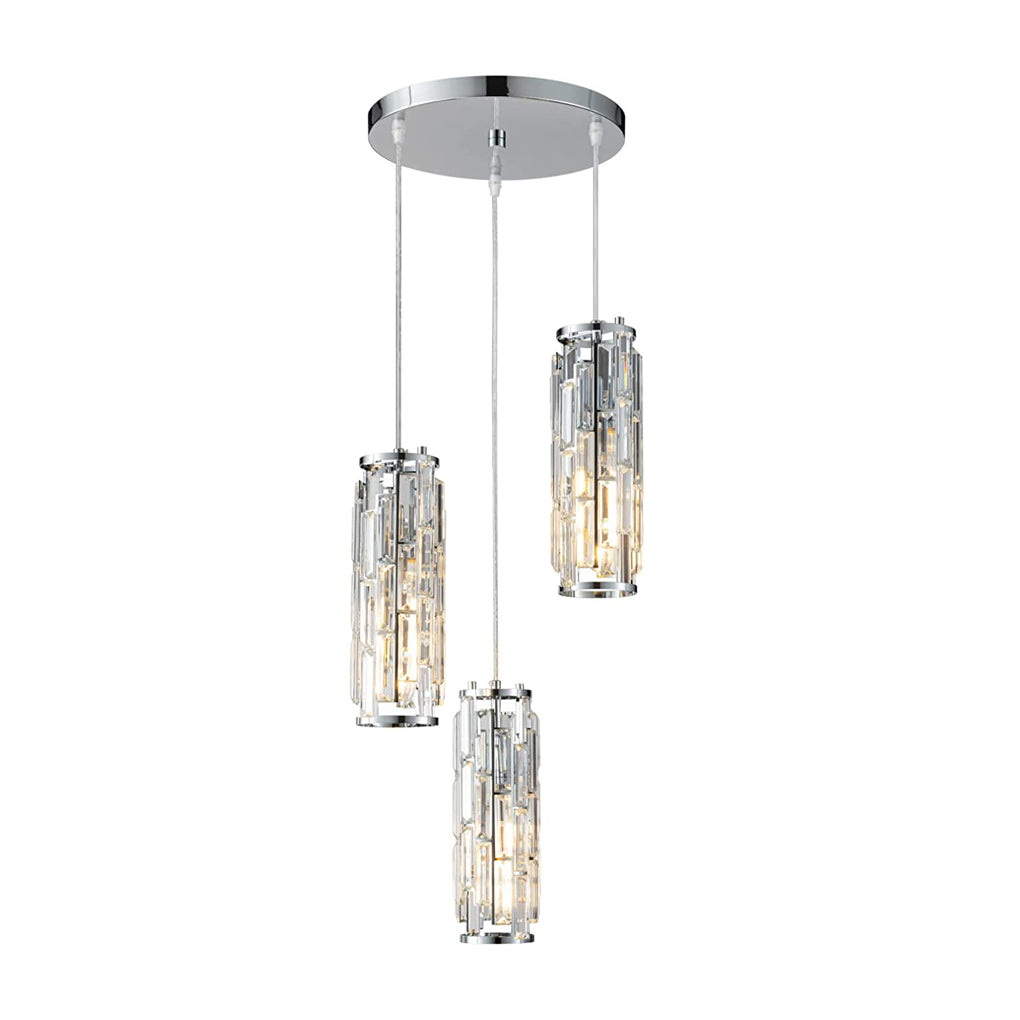 Vintage Industrial Crystal Glass Pendant Light Creative Iron Chandelier for Dining Room and Bar