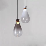 Vintage Industrial Glass Teardrop Pendant Light Smoke Grey LED Ceiling Hanging Lamp