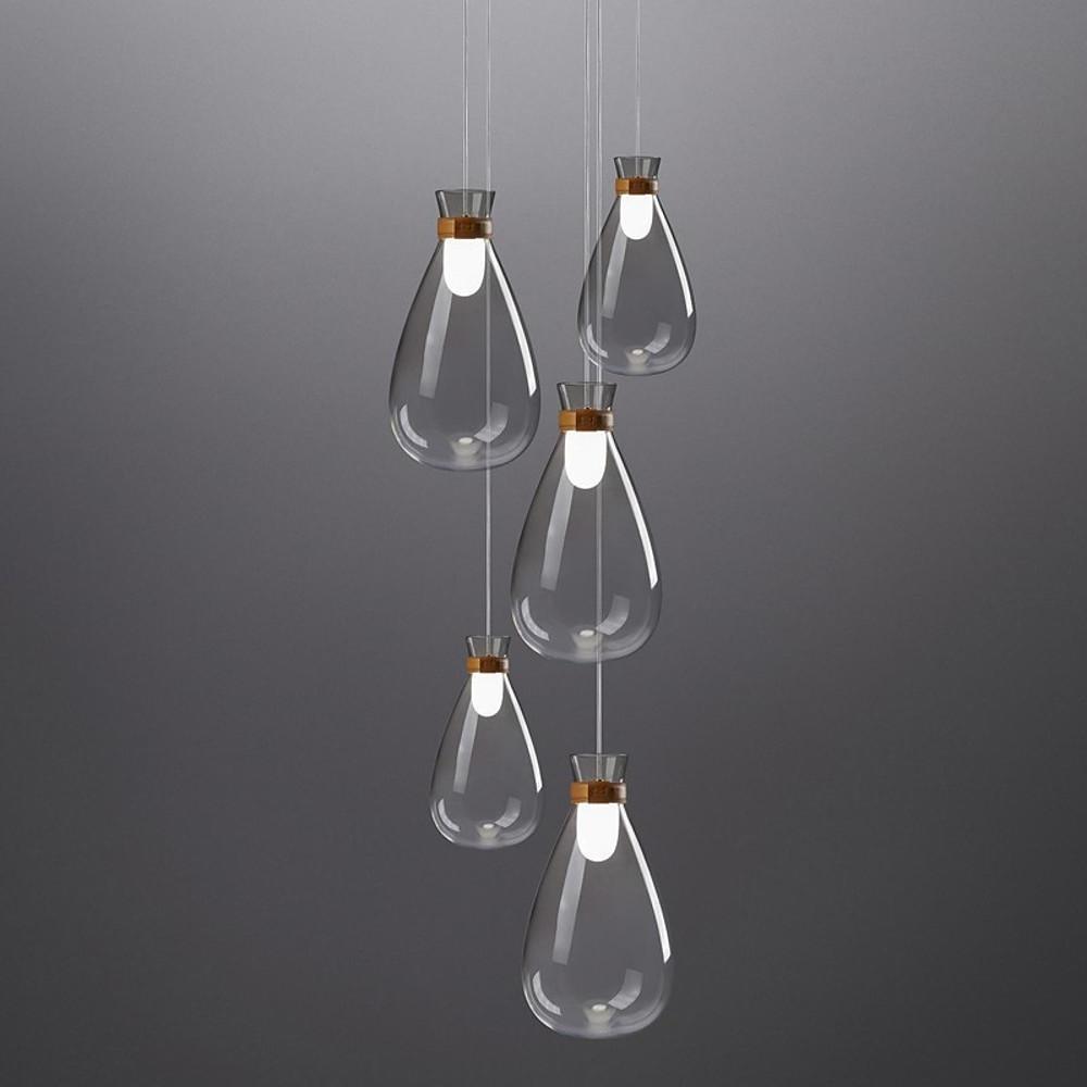 Vintage Industrial Glass Teardrop Pendant Light Smoke Grey LED Ceiling Hanging Lamp