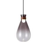 Vintage Industrial Glass Teardrop Pendant Light Smoke Grey LED Ceiling Hanging Lamp