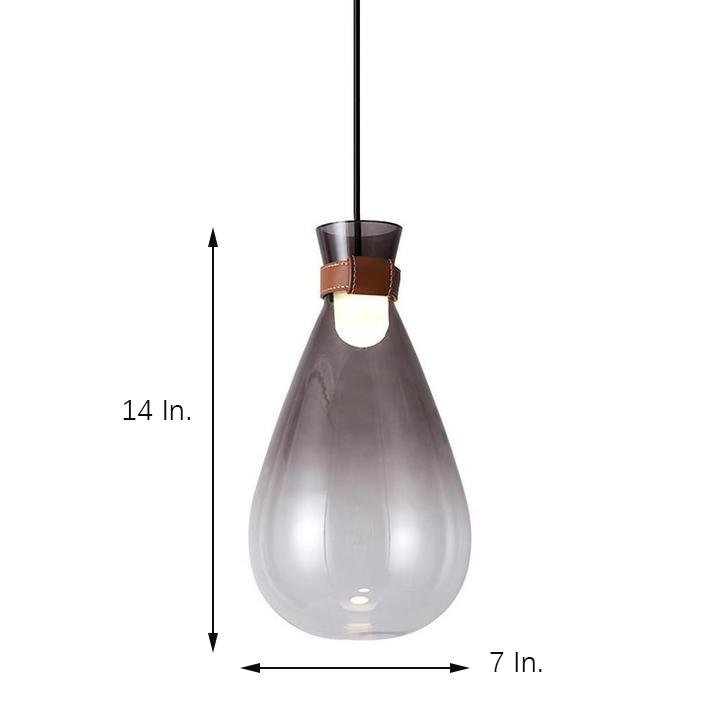 Vintage Industrial Glass Teardrop Pendant Light Smoke Grey LED Ceiling Hanging Lamp