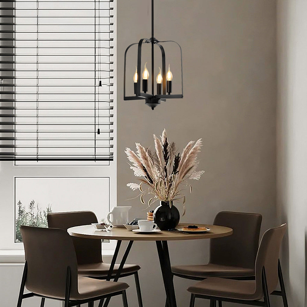 Vintage Industrial Iron Cage Pendant Light and Semi Flush Mount Ceiling Chandelier