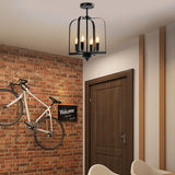 Vintage Industrial Iron Cage Pendant Light and Semi Flush Mount Ceiling Chandelier