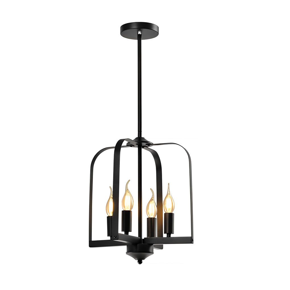 Vintage Industrial Iron Cage Pendant Light and Semi Flush Mount Ceiling Chandelier