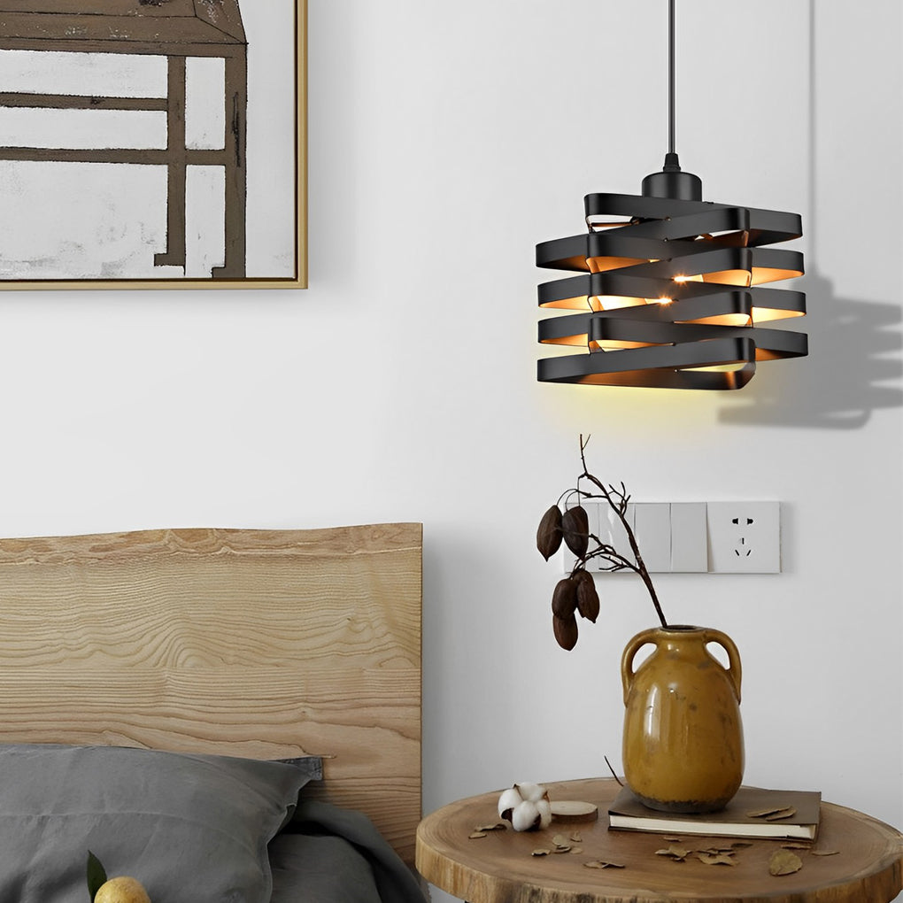 Vintage Industrial Iron Interwoven Design Pendant Light Retro Metal Cage Ceiling Fixture for Kitchen