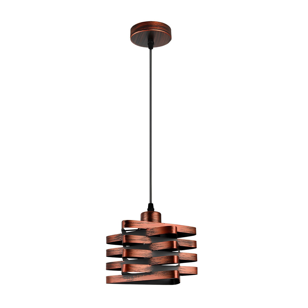 Vintage Industrial Iron Interwoven Design Pendant Light Retro Metal Cage Ceiling Fixture for Kitchen