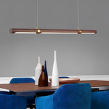 Vintage Industrial Metal and Wood Linear Chandelier for Kitchen Island Lighting