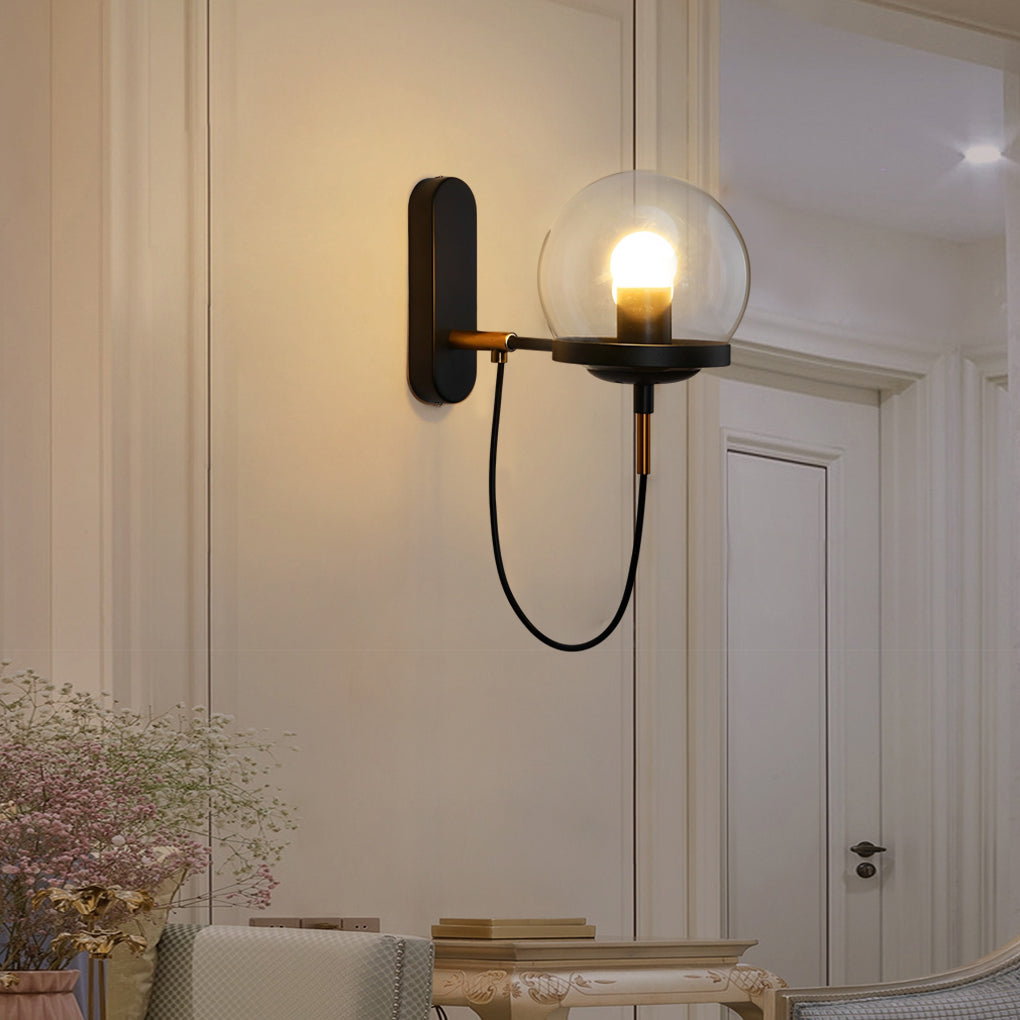 Vintage Industrial Metal Glass Globe Wall Sconce Antique Farmhouse Indoor Wall Light Fixture