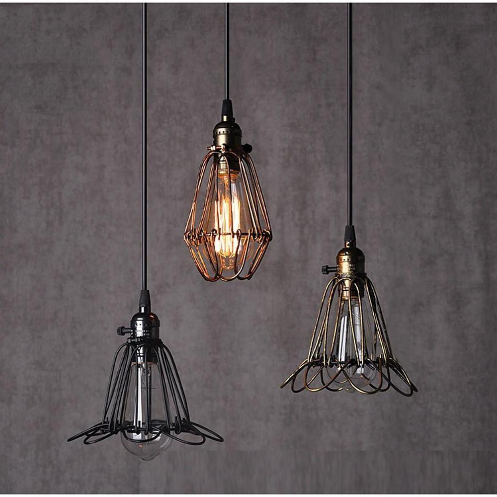 Vintage Industrial Metal Lantern Pendant Light Nordic LED Ceiling Hanging Lamp