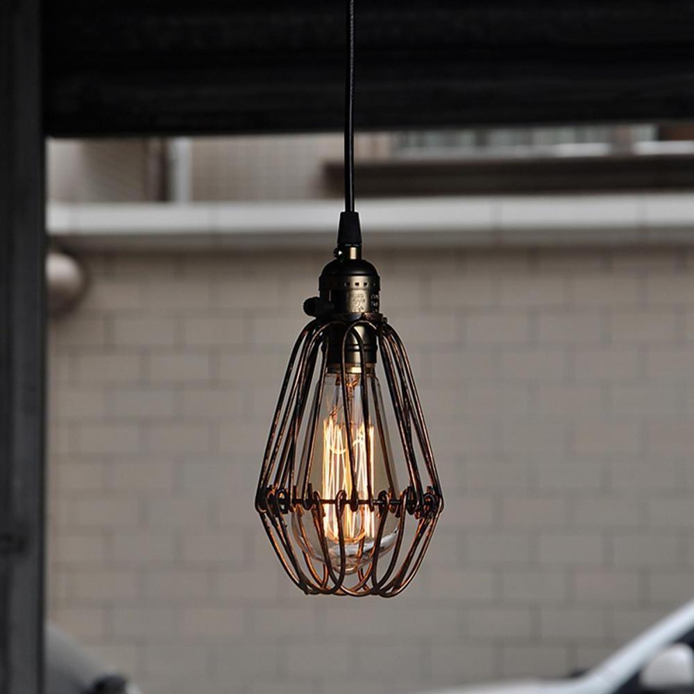 Vintage Industrial Metal Lantern Pendant Light Nordic LED Ceiling Hanging Lamp