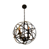 Vintage Industrial Spherical Iron Cage LED Chandelier Modern Globe Pendant Light for Dining Room
