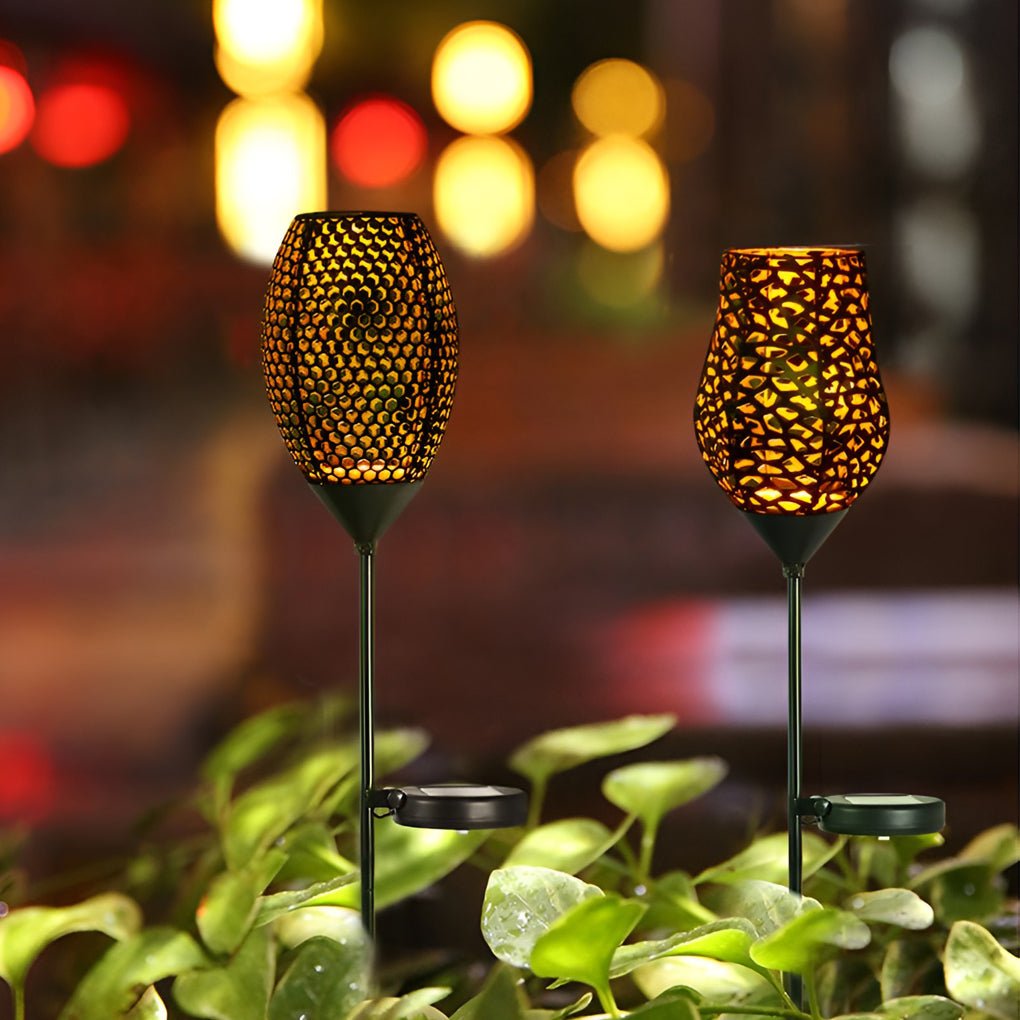 Vintage Iron Solar Outdoor Post Lights Waterproof LED Garden Pathway Lamp for Patio and Yard