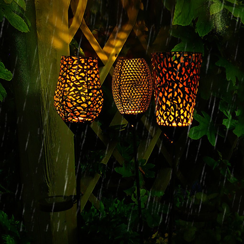 Vintage Iron Solar Outdoor Post Lights Waterproof LED Garden Pathway Lamp for Patio and Yard