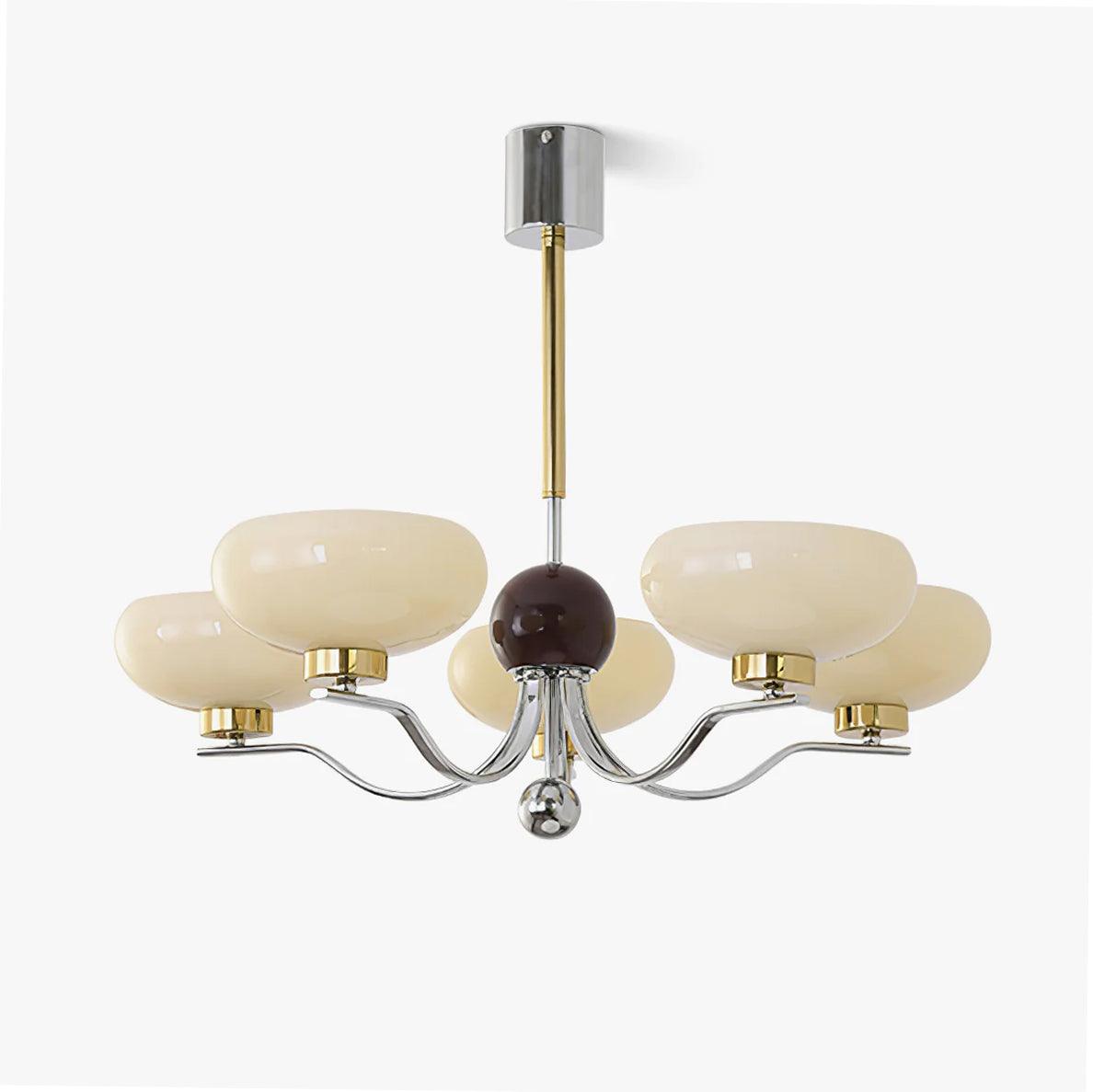 Vintage Medieval Style Glass Bowl Crown Chandelier with Milk White Shade