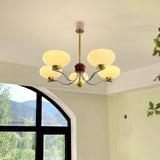 Vintage Medieval Style Glass Bowl Crown Chandelier with Milk White Shade