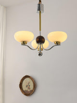 Vintage Medieval Style Glass Bowl Crown Chandelier with Milk White Shade