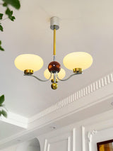 Vintage Medieval Style Glass Bowl Crown Chandelier with Milk White Shade