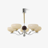 Vintage Medieval Style Glass Bowl Crown Chandelier with Milk White Shade
