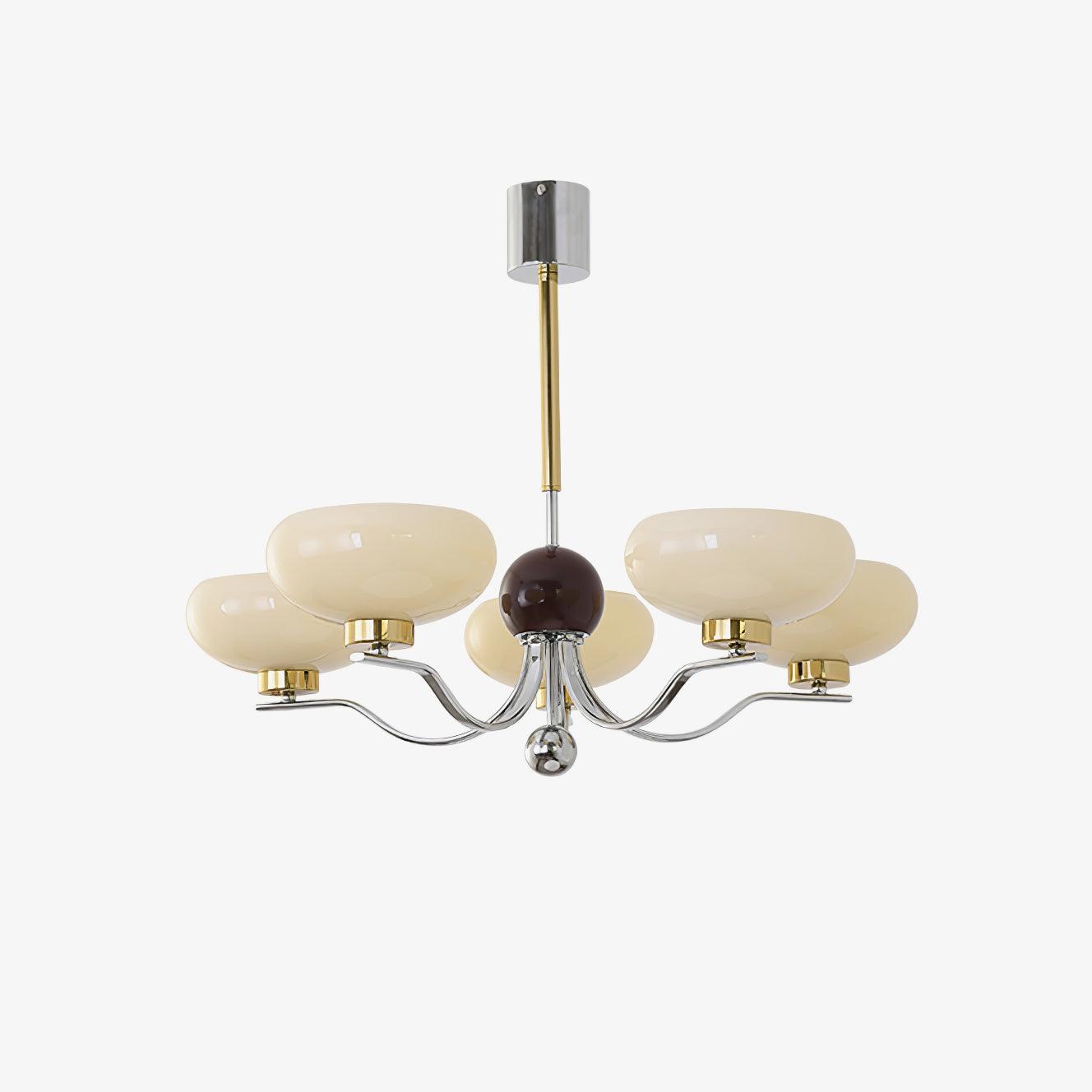 Vintage Medieval Style Glass Bowl Crown Chandelier with Milk White Shade