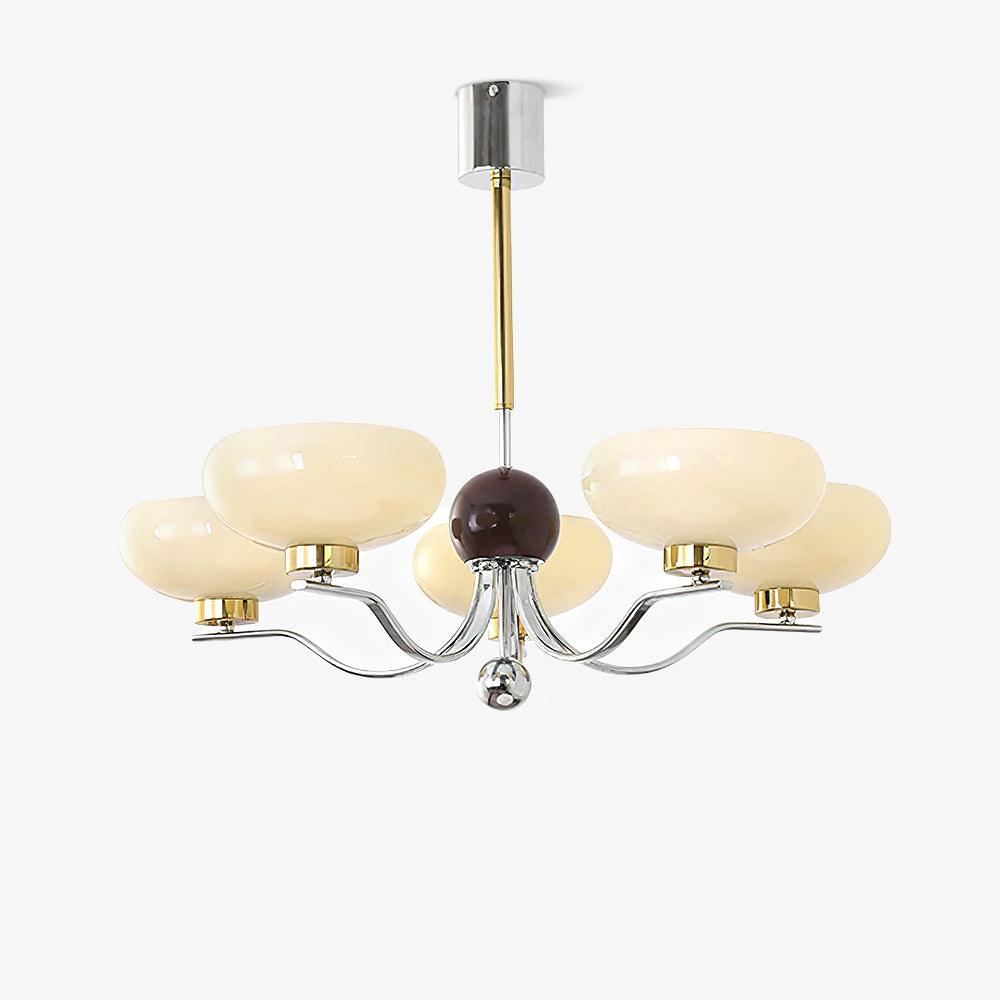 Vintage Medieval Style Glass Bowl Crown Chandelier with Milk White Shade