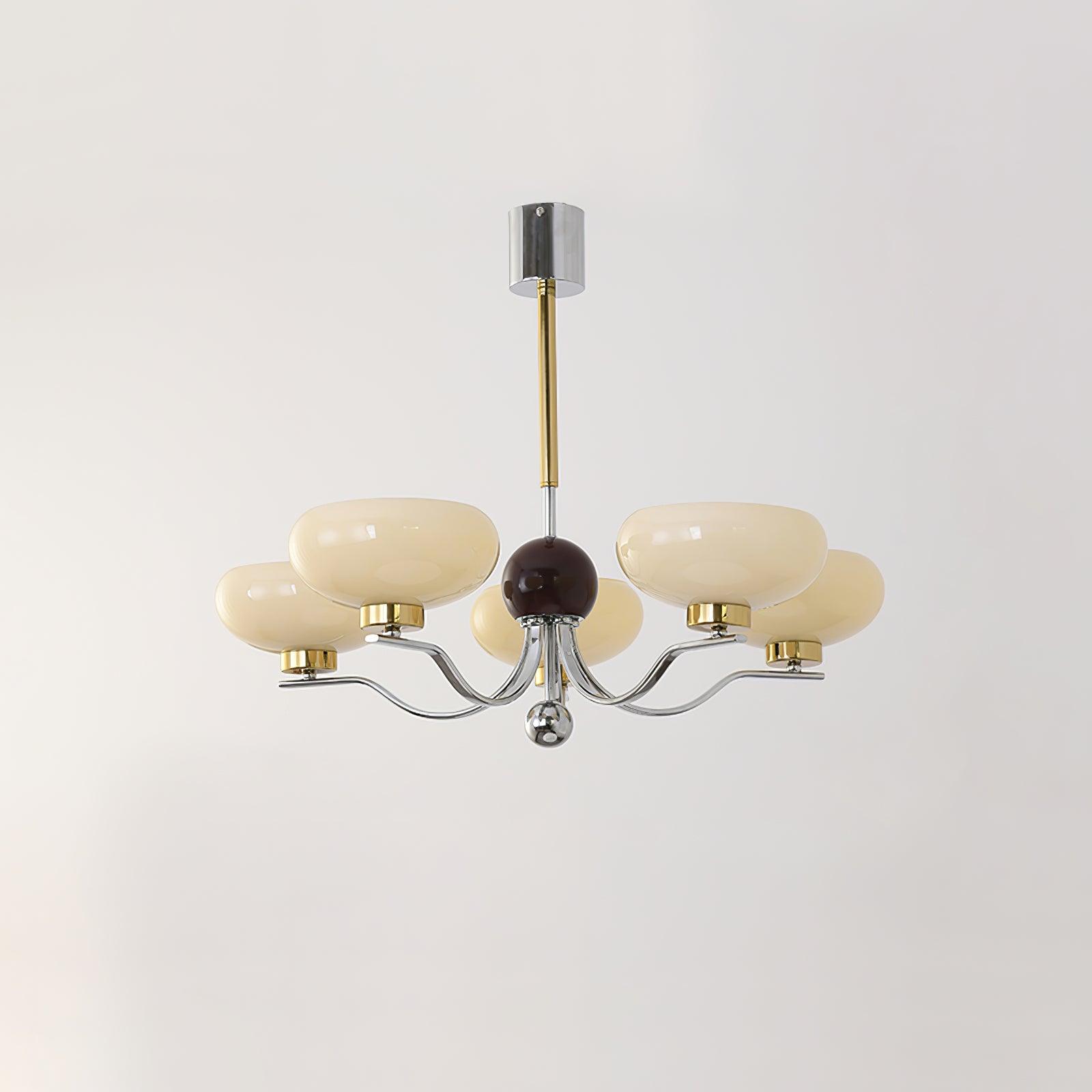 Vintage Medieval Style Glass Bowl Crown Chandelier with Milk White Shade