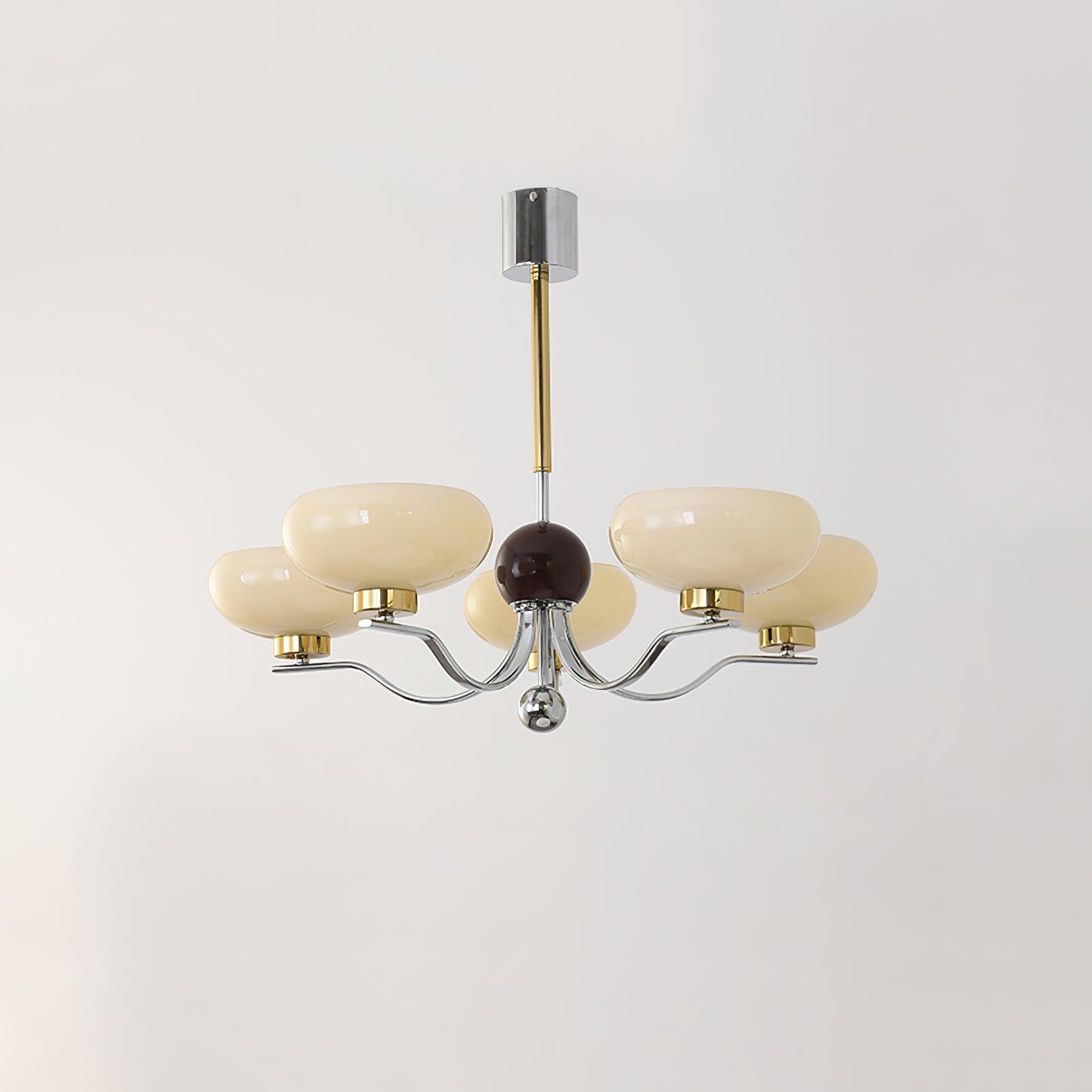 Vintage Medieval Style Glass Bowl Crown Chandelier with Milk White Shade