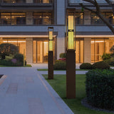 Vintage Outdoor Post Light Waterproof Stainless Steel Pillar Lamp with Imitation Marble Shade