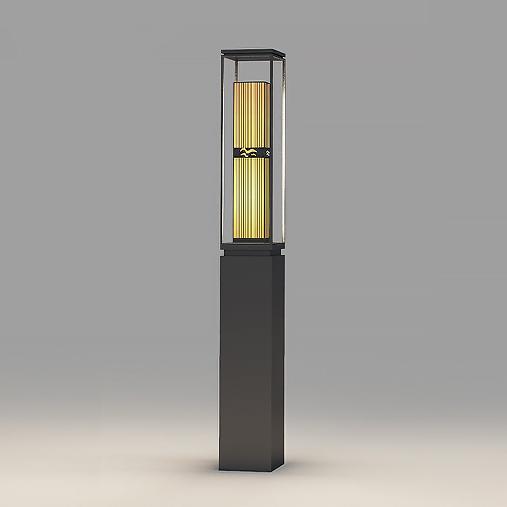 Vintage Outdoor Post Light Waterproof Stainless Steel Pillar Lamp with Imitation Marble Shade